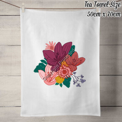 Elegant Floral hand drawn illustration on a 100% Linen Tea Towel Thumbnail